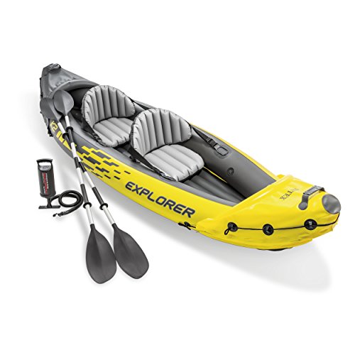 K2 Kayak, 2-Person Inflatable Kayak Set with Aluminum Oars and High Output Air Pump